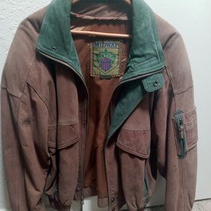 Midway Vintage Leather Mens Jacket Size: L Brown